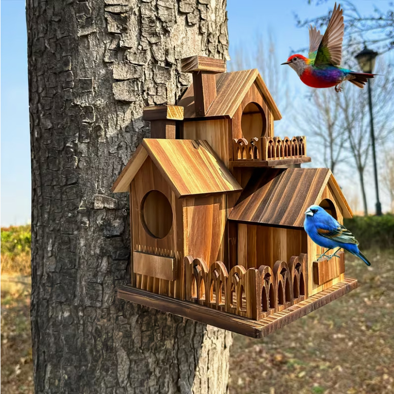 🐦Multi‑Tower Wooden Birdhouse