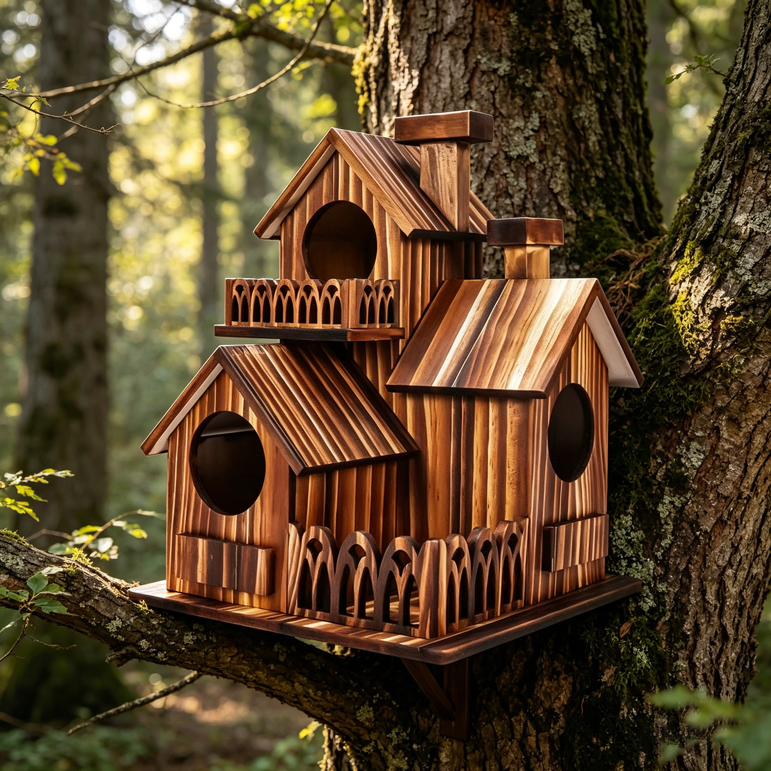 🐦Multi‑Tower Wooden Birdhouse