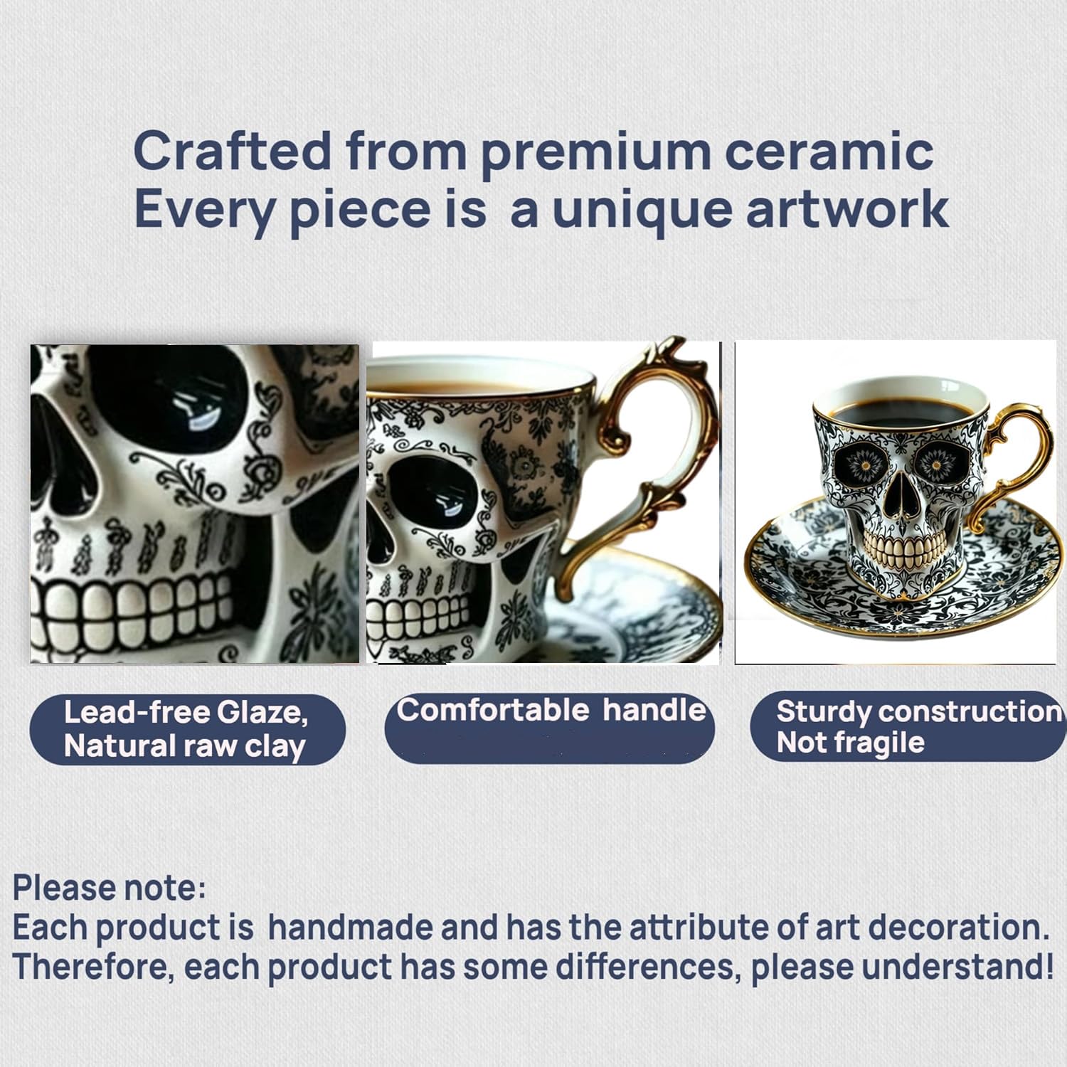 Ornate Gold-Trimmed-Skull Coffee Mug
