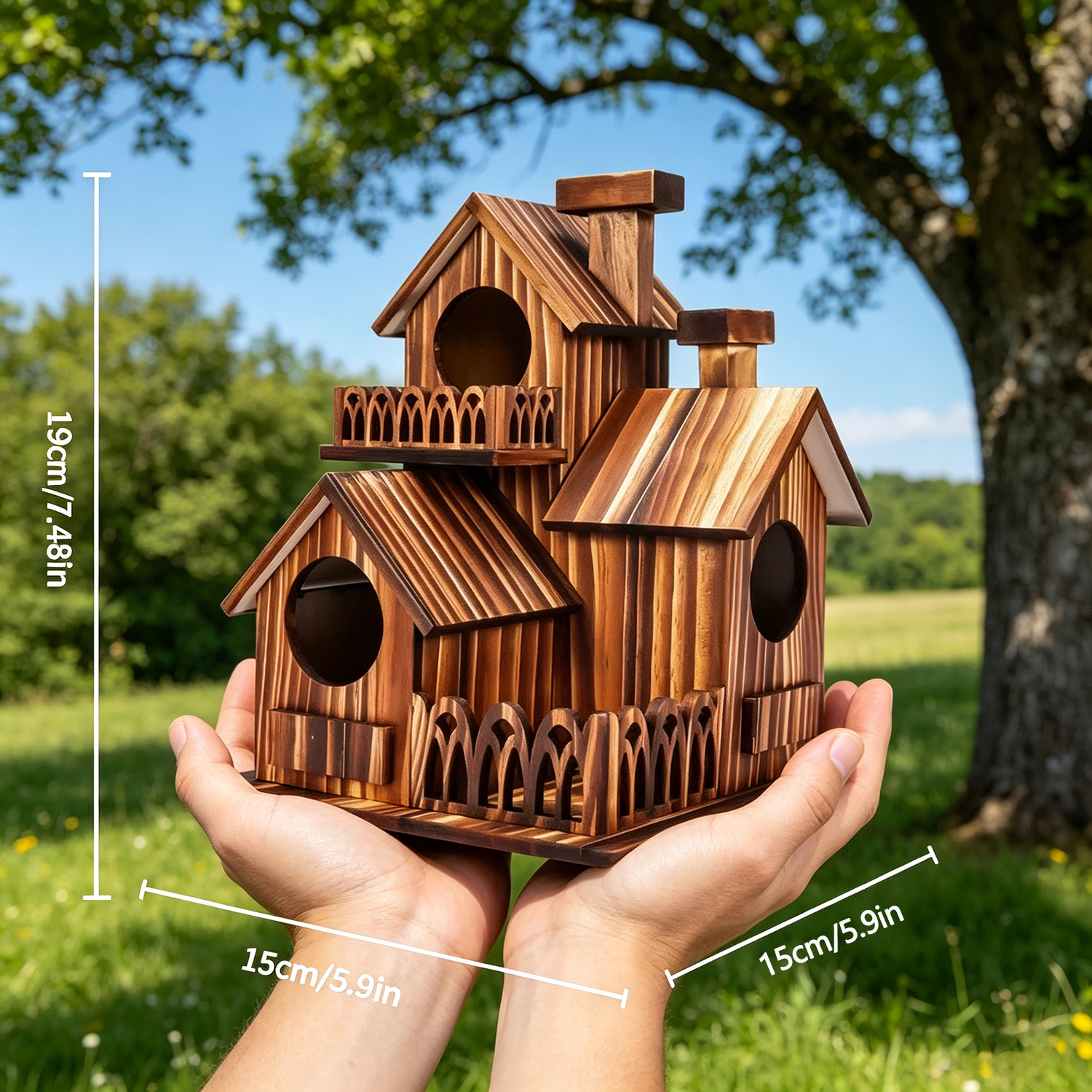 🐦Multi‑Tower Wooden Birdhouse