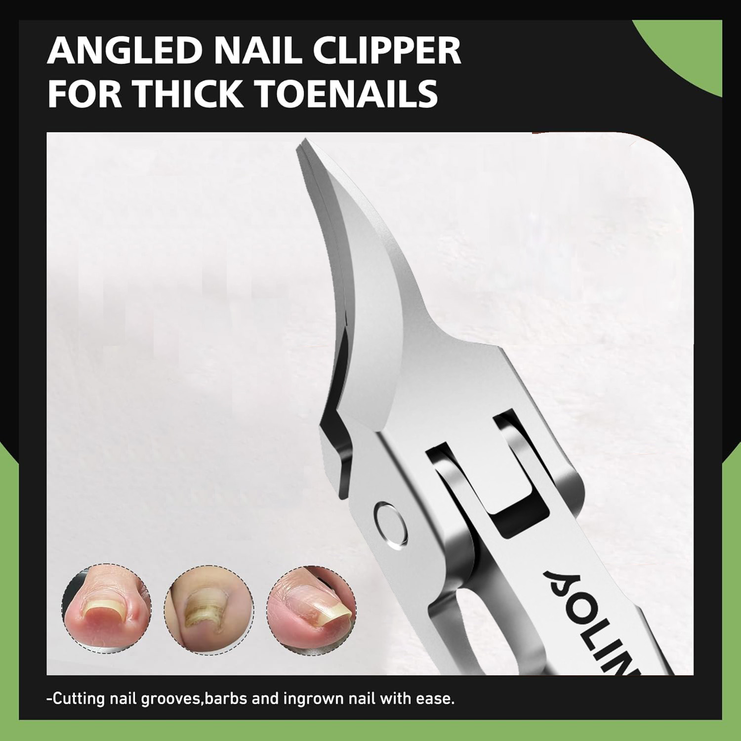 Slant Curved Blade Nail Clipper for Thick Toenails and Ingrown Nails