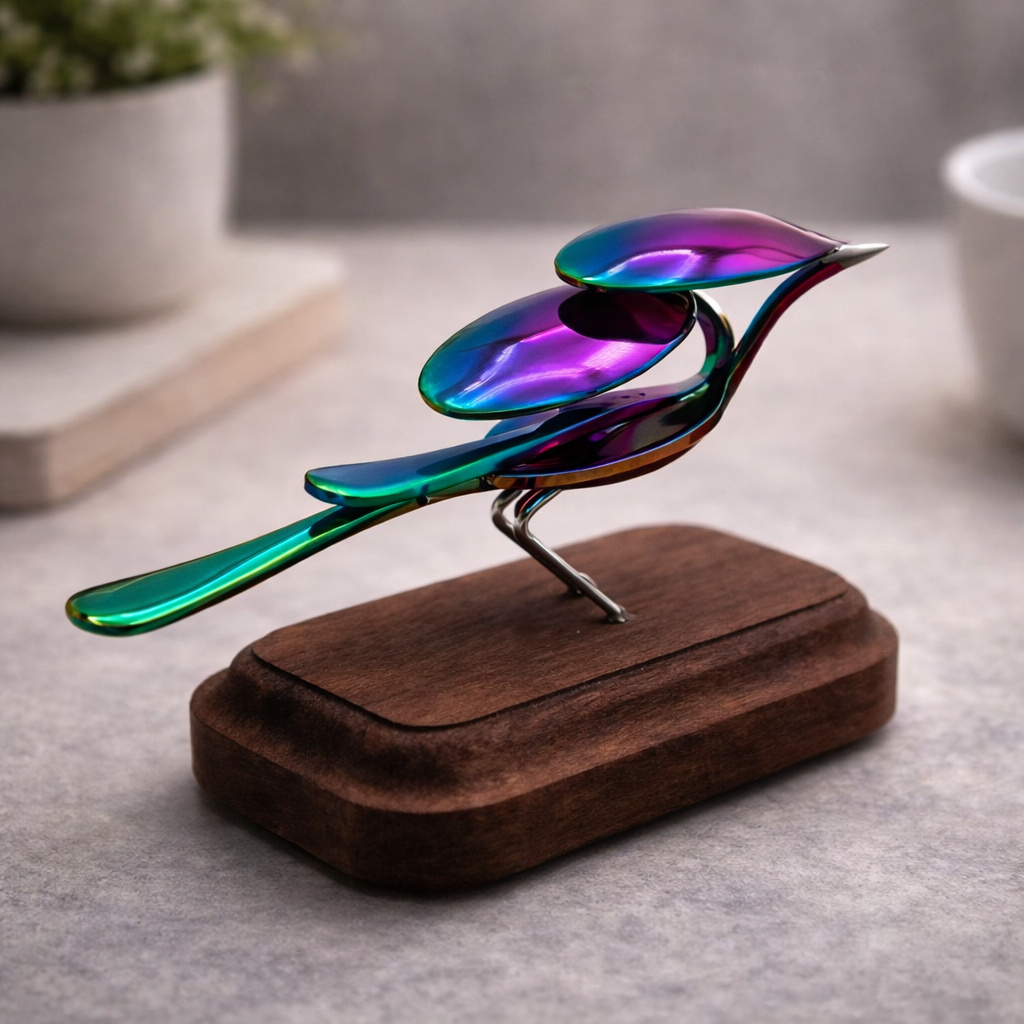 Spoon Bird Upcycled Metal Art Sculpture