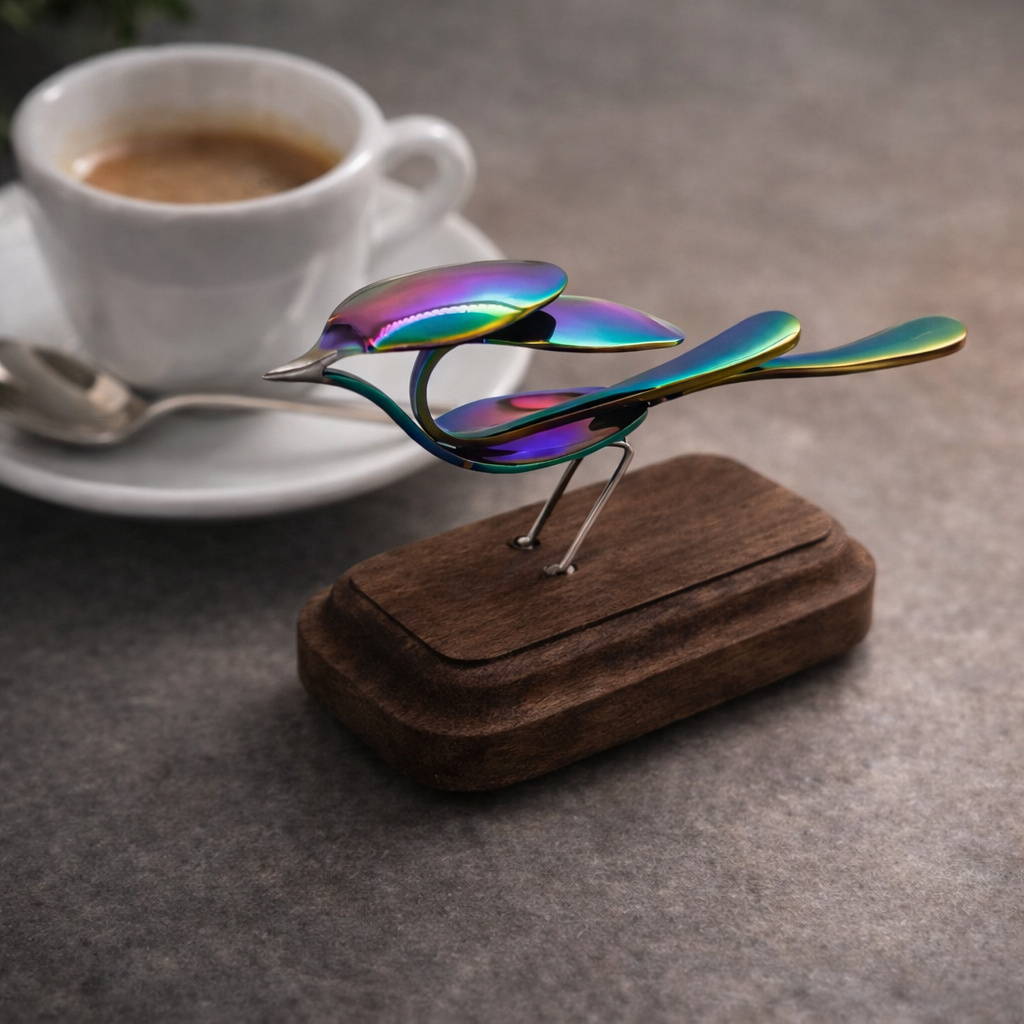 Spoon Bird Upcycled Metal Art Sculpture