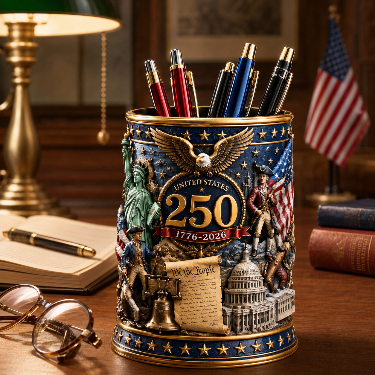 America 250th Anniversary Relief Pen Holder