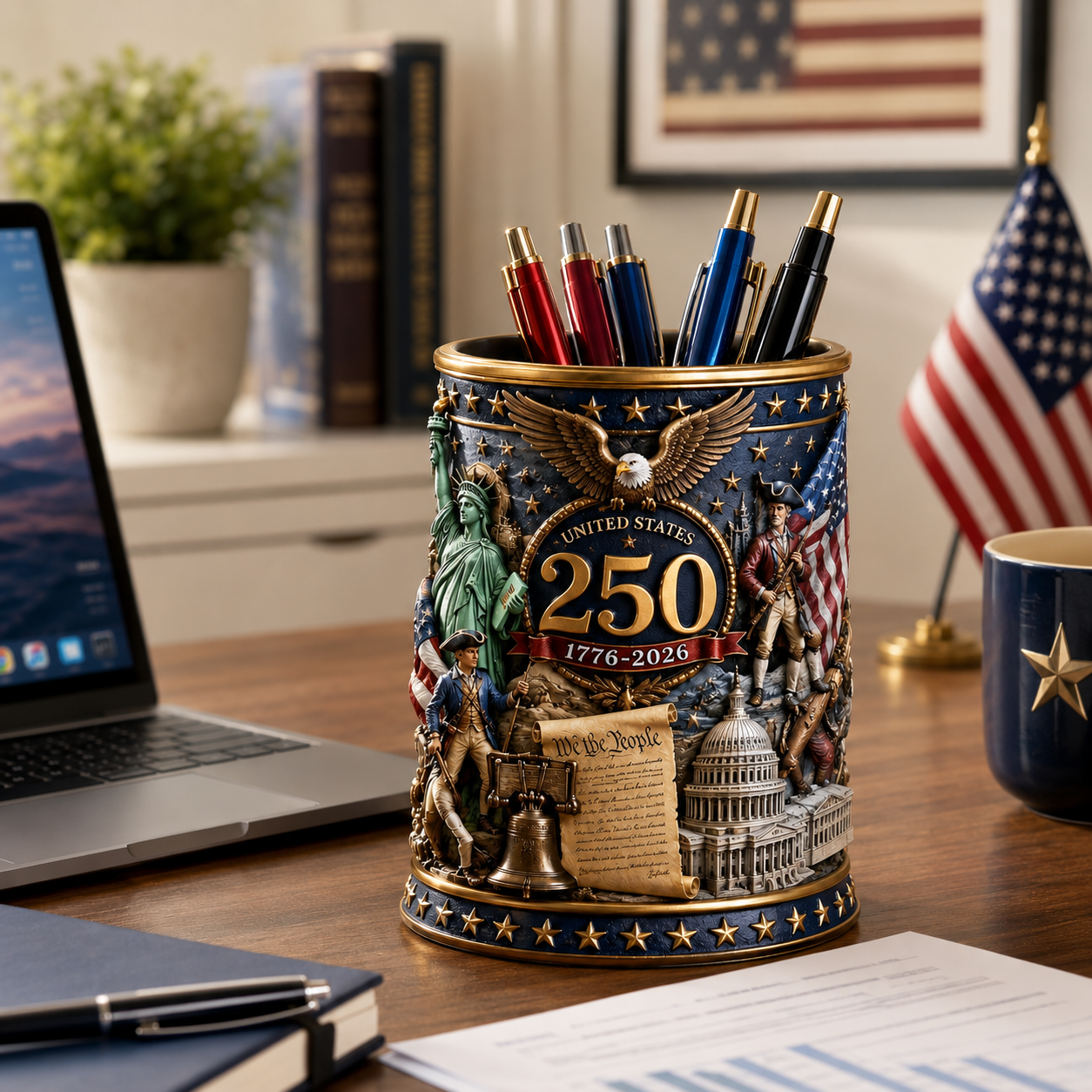 America 250th Anniversary Relief Pen Holder