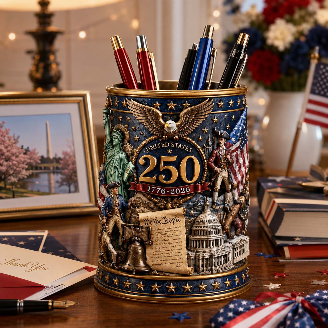 America 250th Anniversary Relief Pen Holder