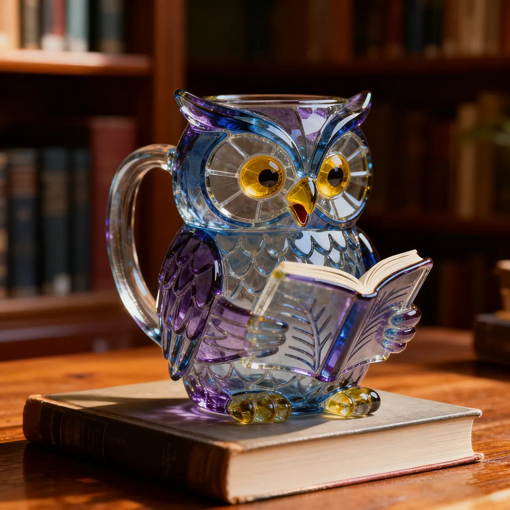 🦉📚 Crystal Reading Owl Mug