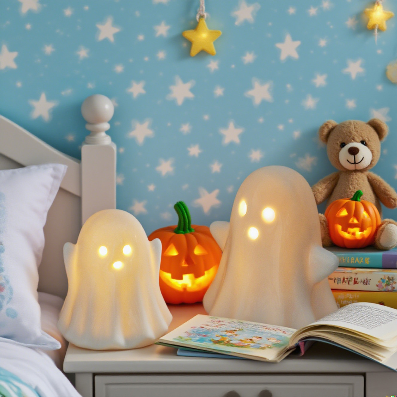 Mini Ceramic Light Up Ghost Figurines