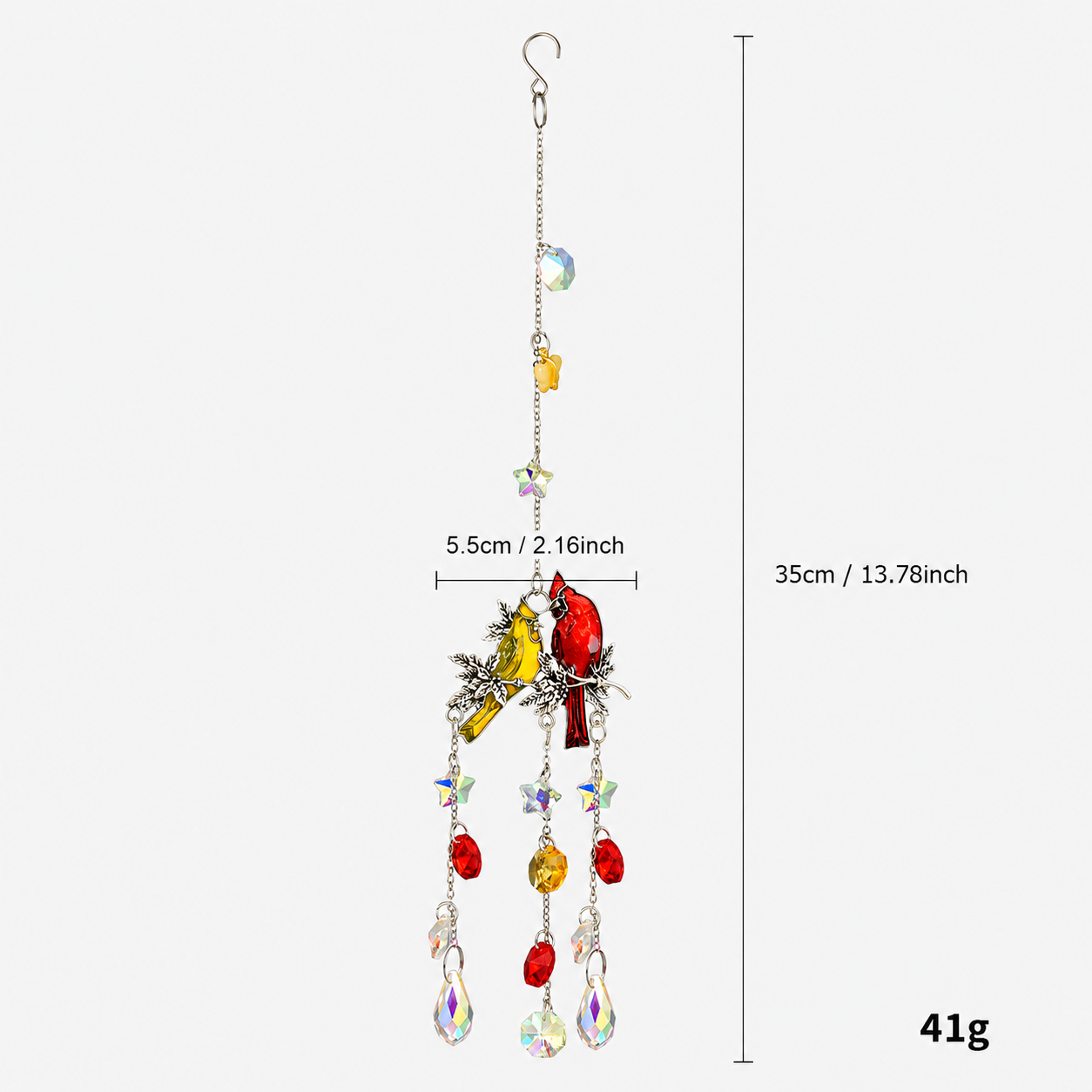 Cardinal Love Birds Crystal Suncatcher ✨