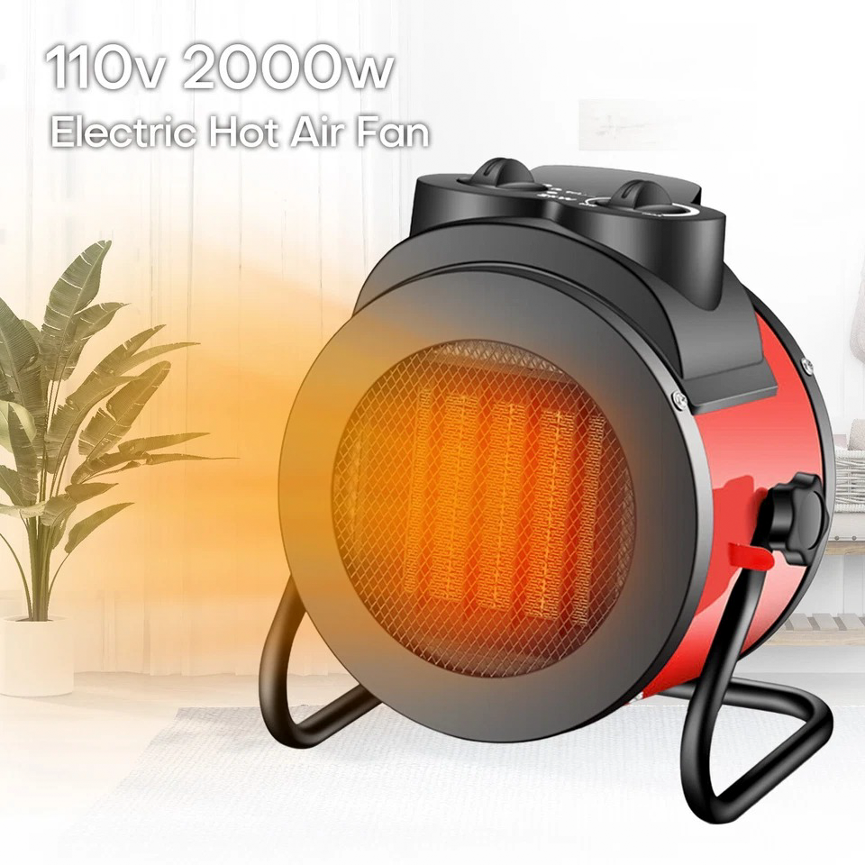2000W Electric Space Heater Adjustable Hot Air Fan for Garage Office Indoor Use