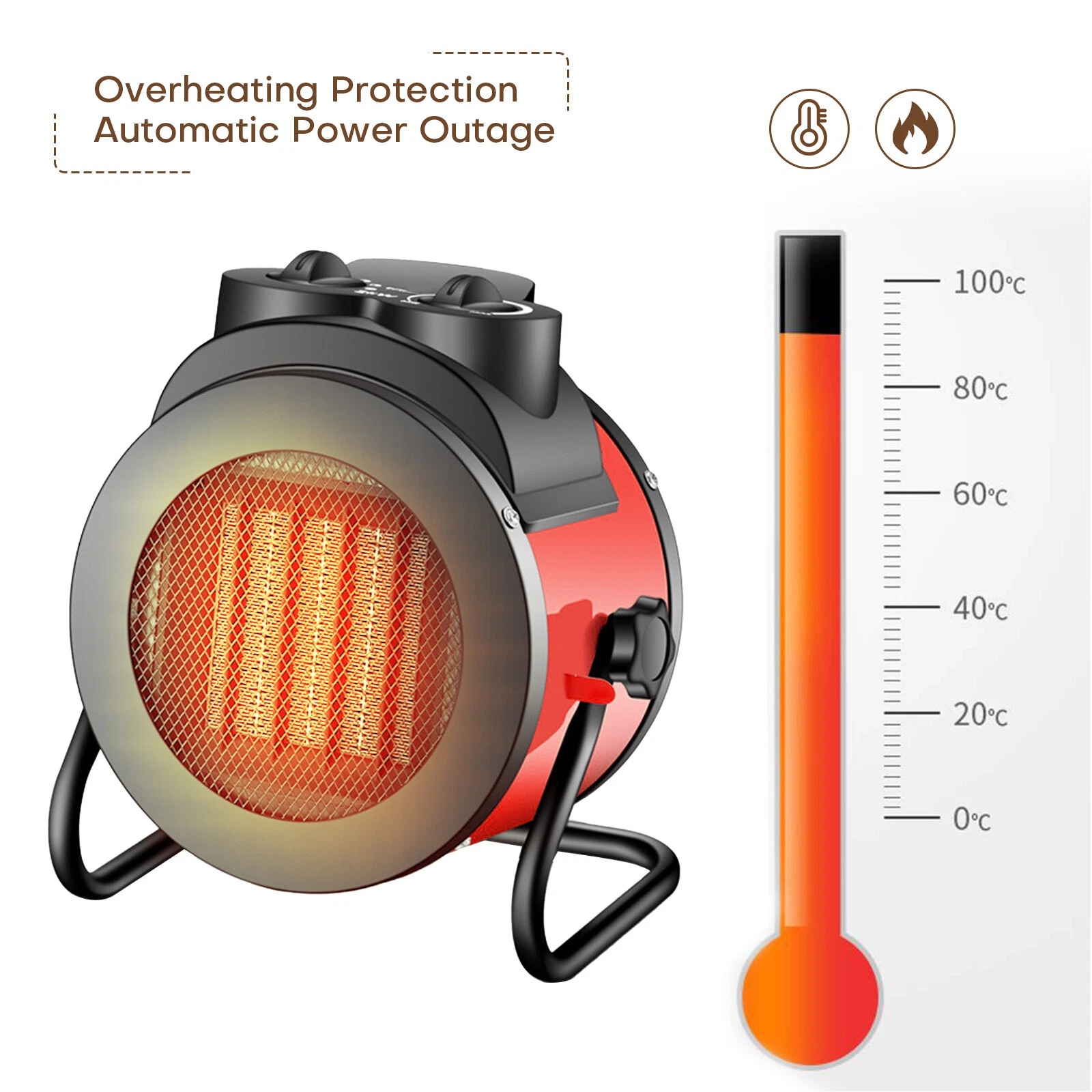 2000W Electric Space Heater Adjustable Hot Air Fan for Garage Office Indoor Use