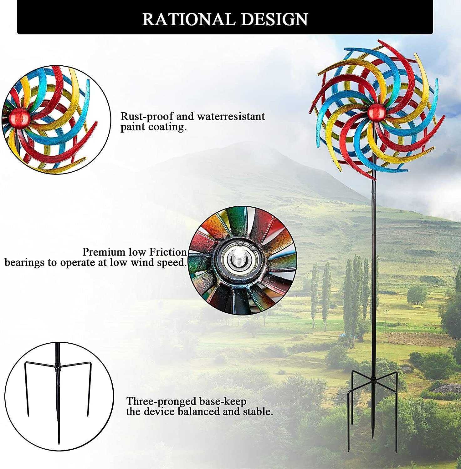 Spiral Wind Mill Spinner Kinetic Lawn Garden Decor Patio Stake Yard Art Ornamet - Picture 4 of 12