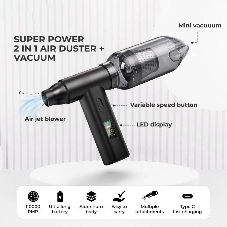 Welnax™ 2-in-1 Compressed Air Duster & Mini Vacuum