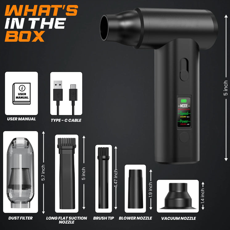 Welnax™ 2-in-1 Compressed Air Duster & Mini Vacuum