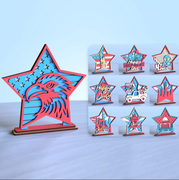 4th of July Laser Cut Star Stands