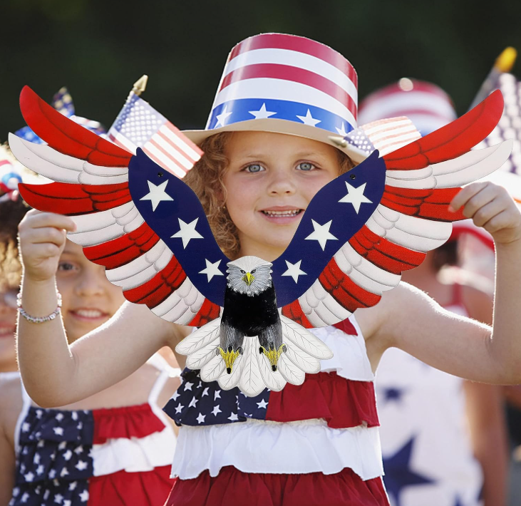 🦅Handmade Bald Eagle with Flag Wings