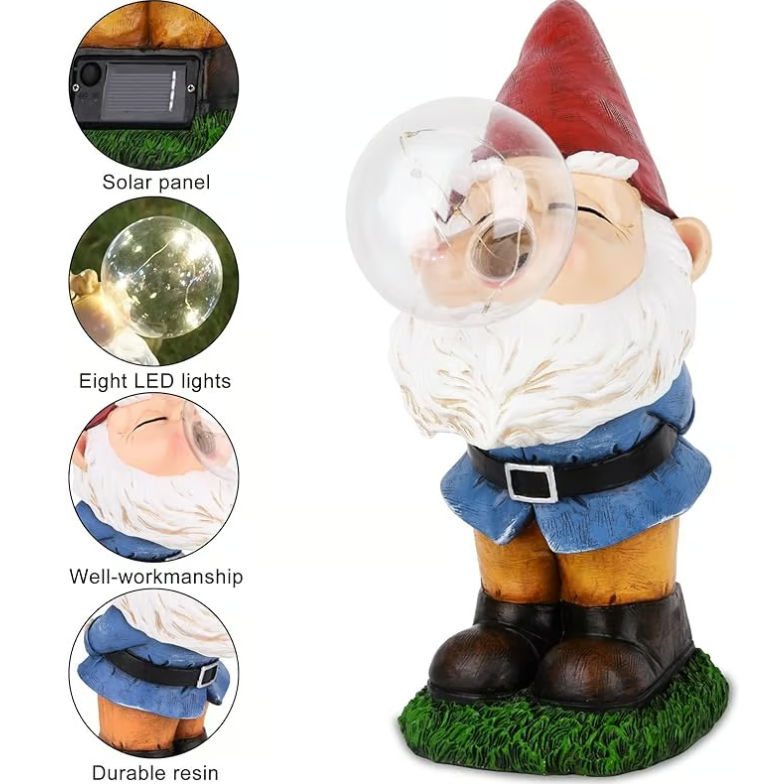 Hilarious Gnome Blowing A Bubble Garden Statue