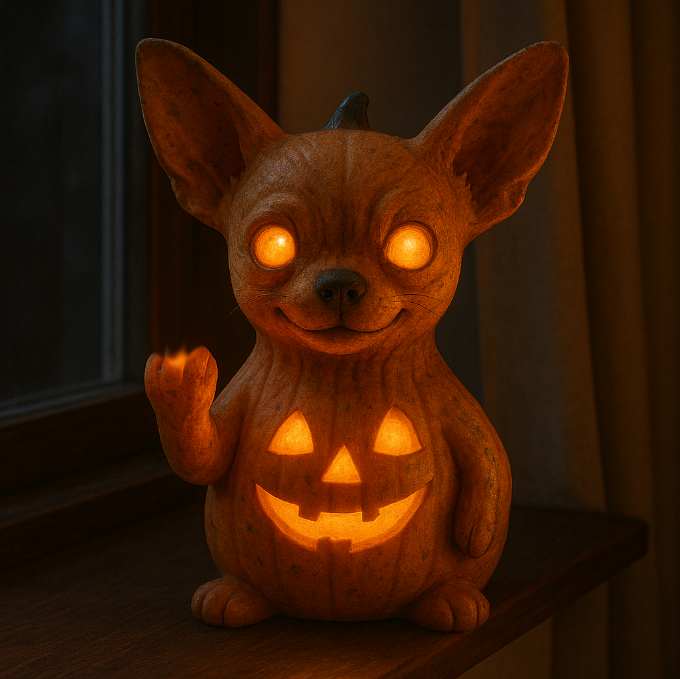 Funny Bad Dog Pumpkin Lanterns