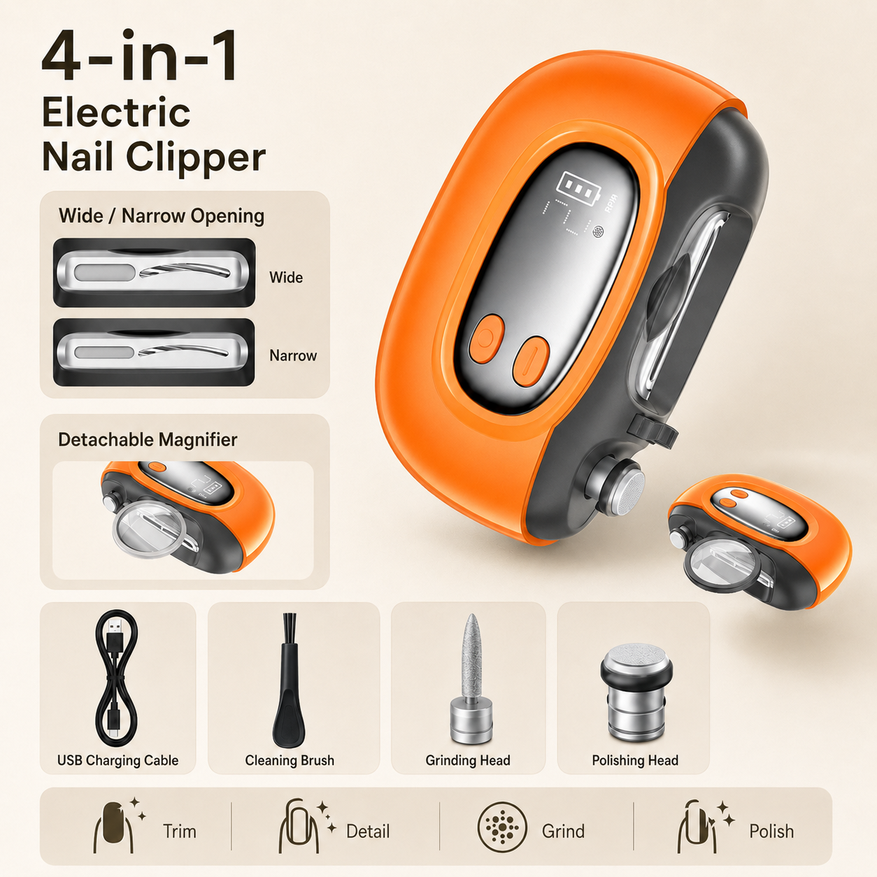 Senior Electric Nail Clipper with Adjustable Blade & Magnifier