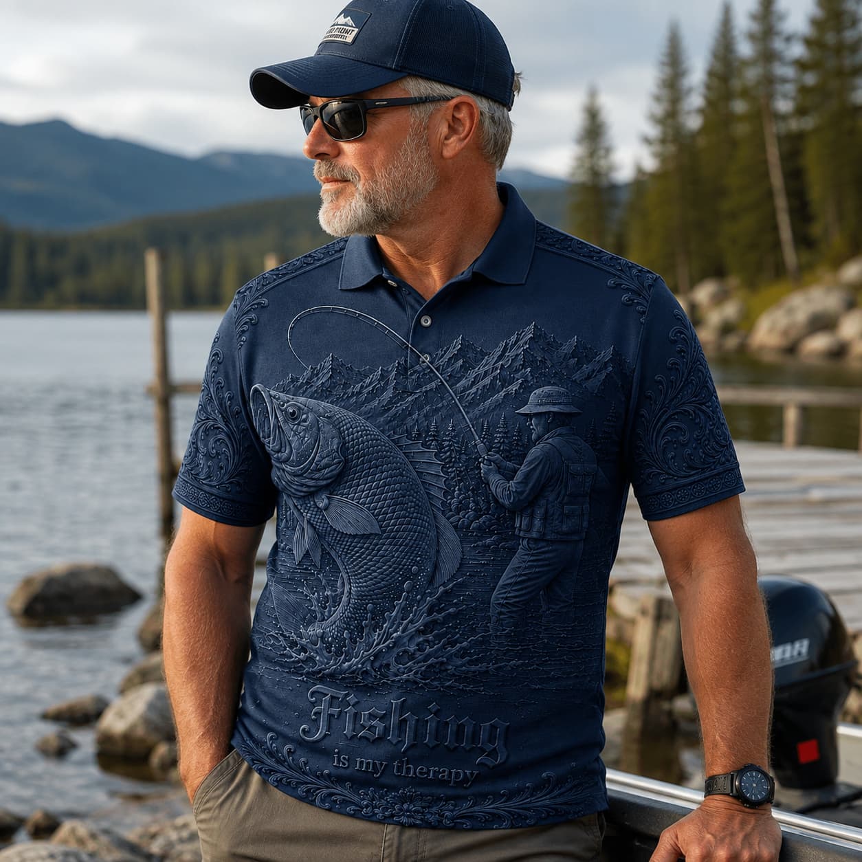 🎣Love Fishing, Fishing Is My Therapy Fishing Polo Shirt