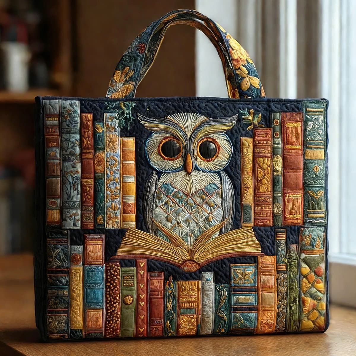Book Themed Quilted Tote Bag