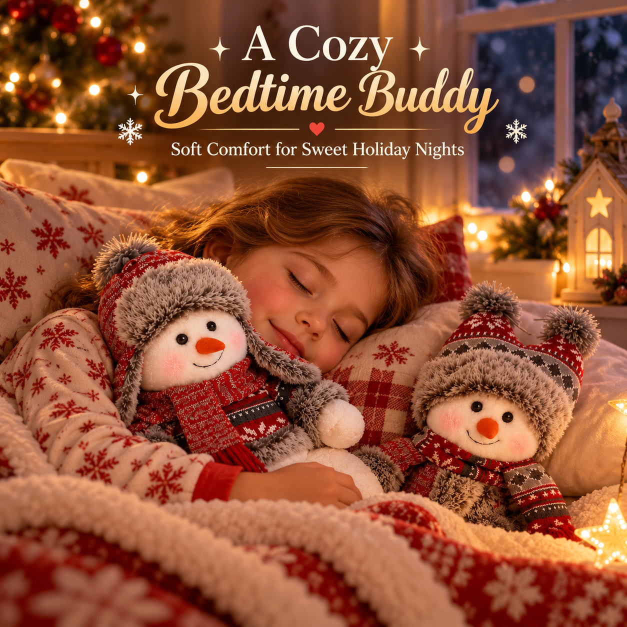 Skiing Snowman Christmas Decoration – 12-Inch Cozy Plush Holiday Tabletop Decor
