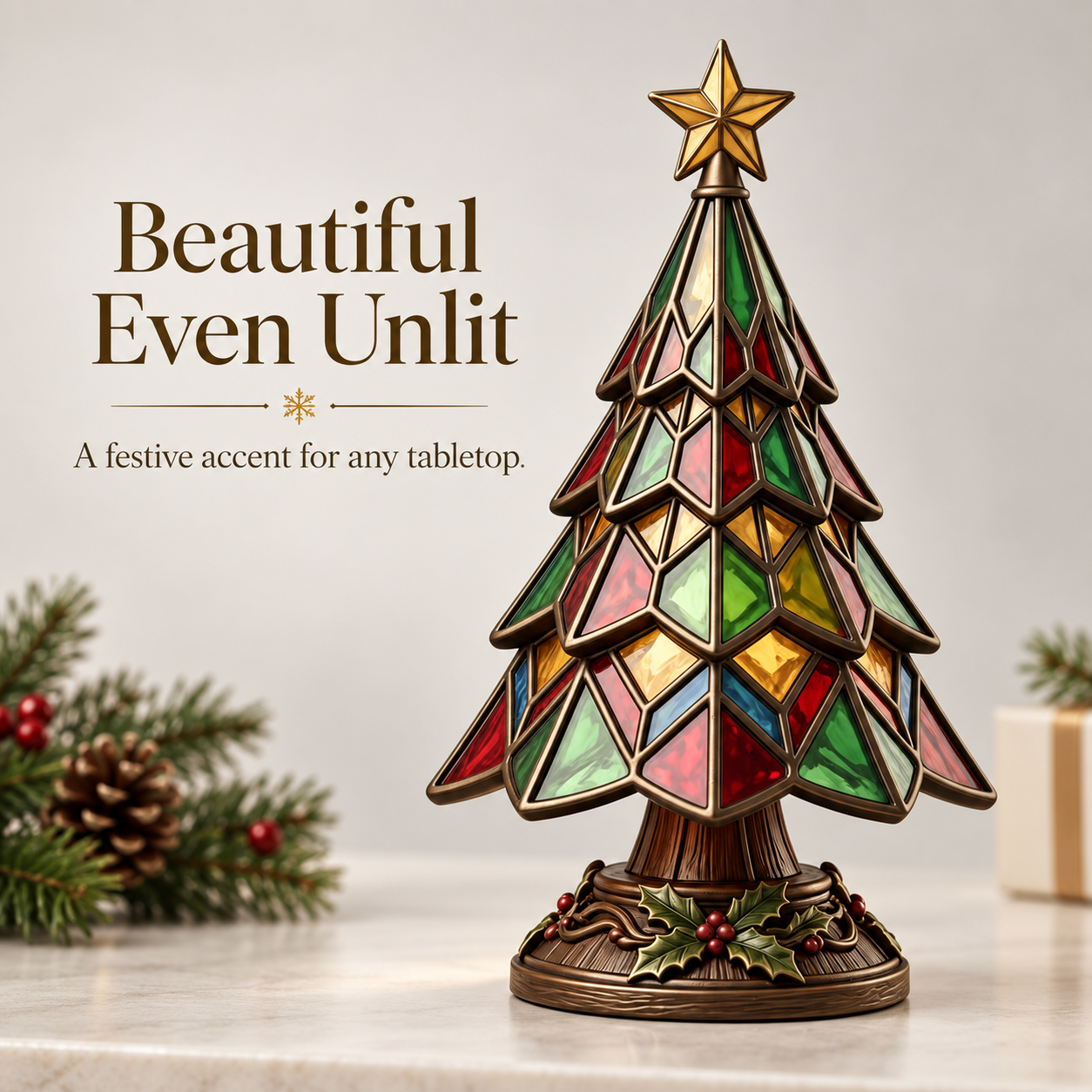 🎄 Stained Glass Christmas Tree Lamp