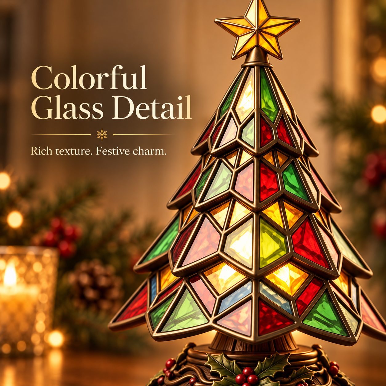 🎄 Stained Glass Christmas Tree Lamp