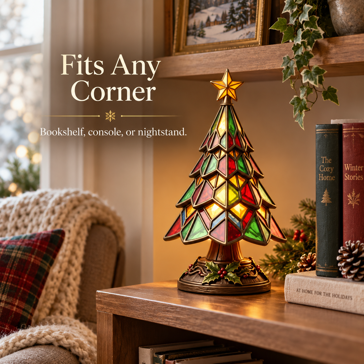 🎄 Stained Glass Christmas Tree Lamp