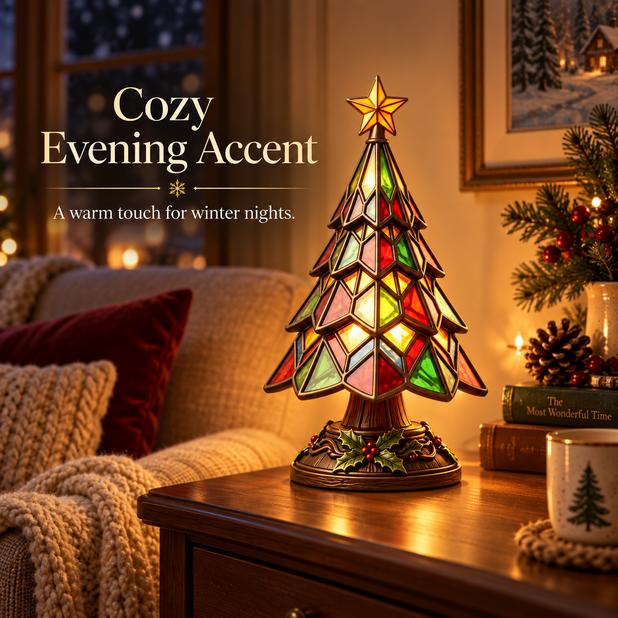 🎄 Stained Glass Christmas Tree Lamp