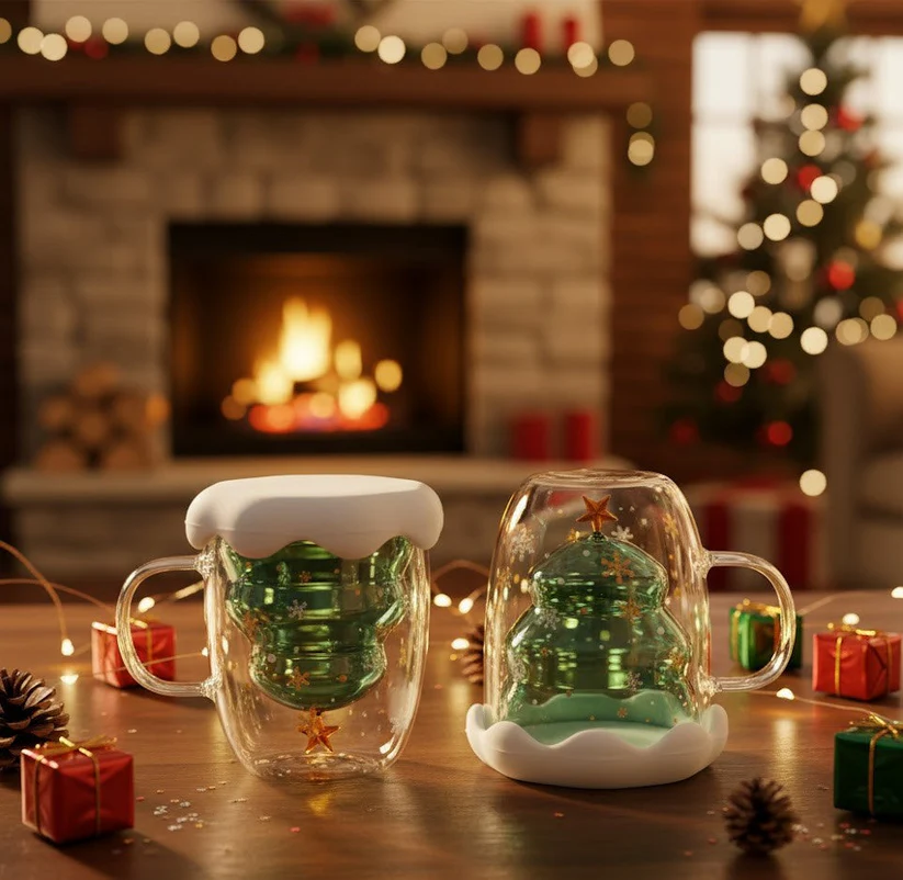 🎄☕ Christmas Snowflake Glass Mug ☕🎄