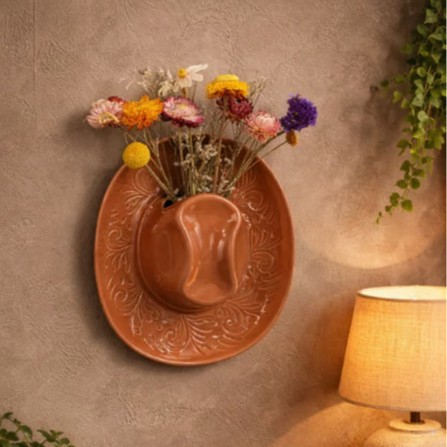 🤠 Cowboy Hat Ceramic Wall Vase