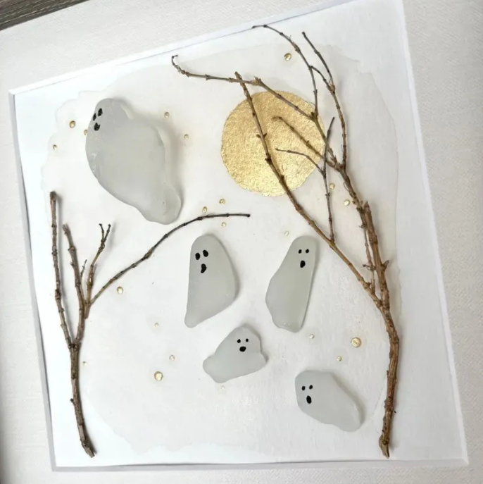 Fright Flight👻Ghost Sea Glass Art