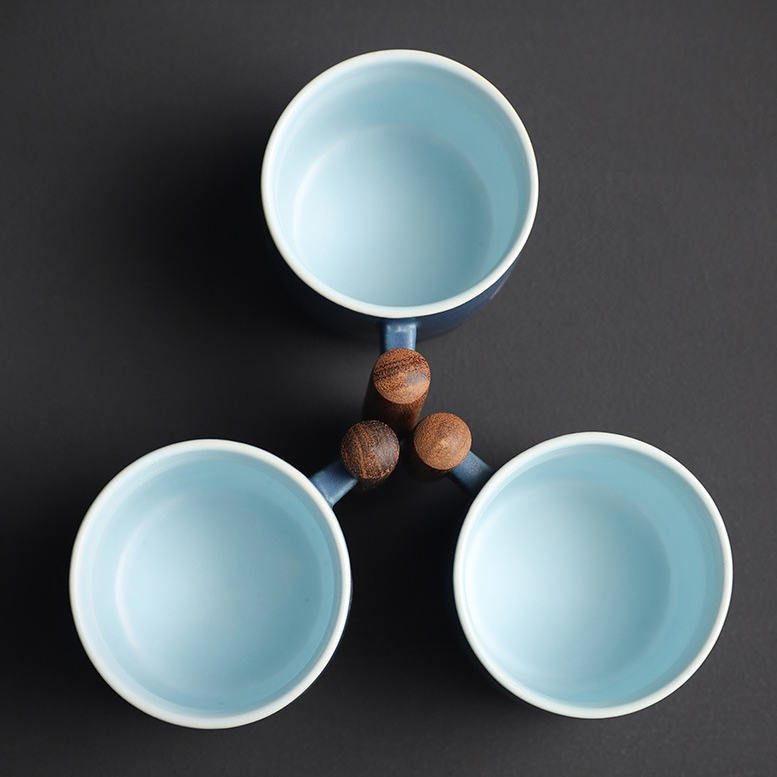 Vintage Espresso Cups With Wooden Handle