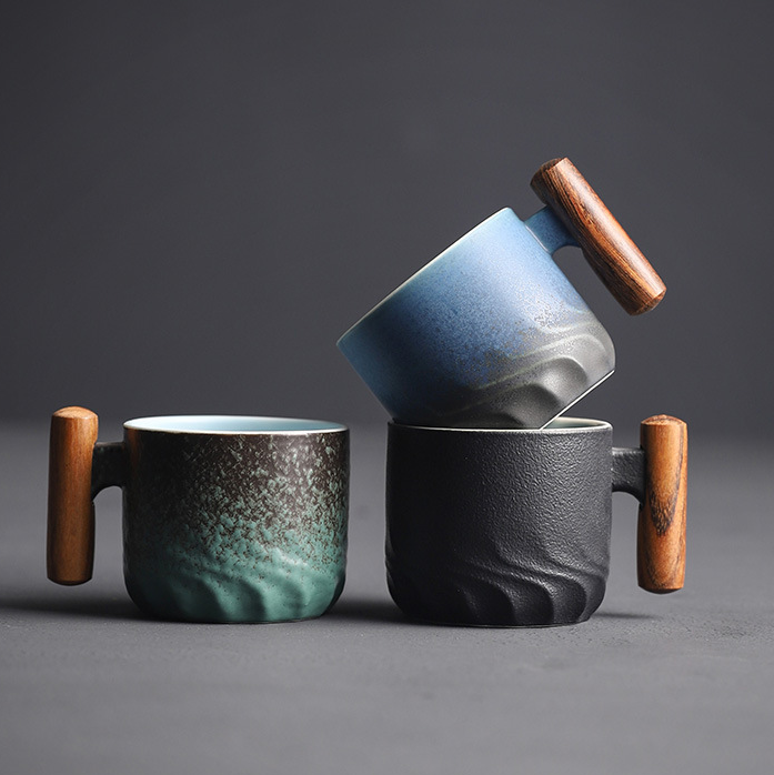 Vintage Espresso Cups With Wooden Handle