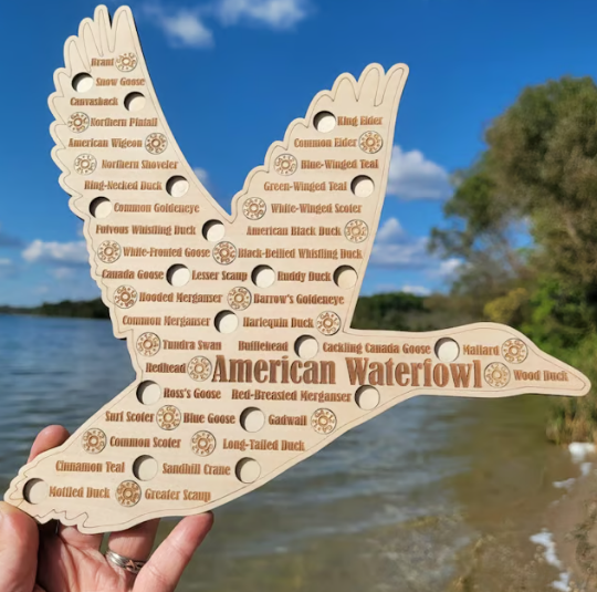 🎣 American Game Fish Sign with Hook Cutouts to Track Your Catch