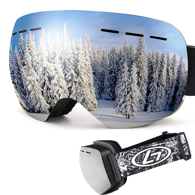 Ski Goggles with UV Protection, Anti Fog Over Glasses