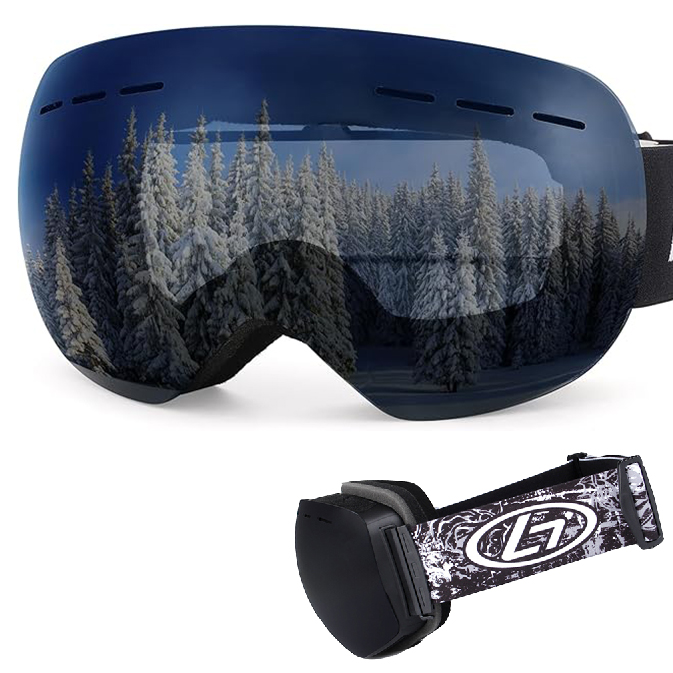 Ski Goggles with UV Protection, Anti Fog Over Glasses