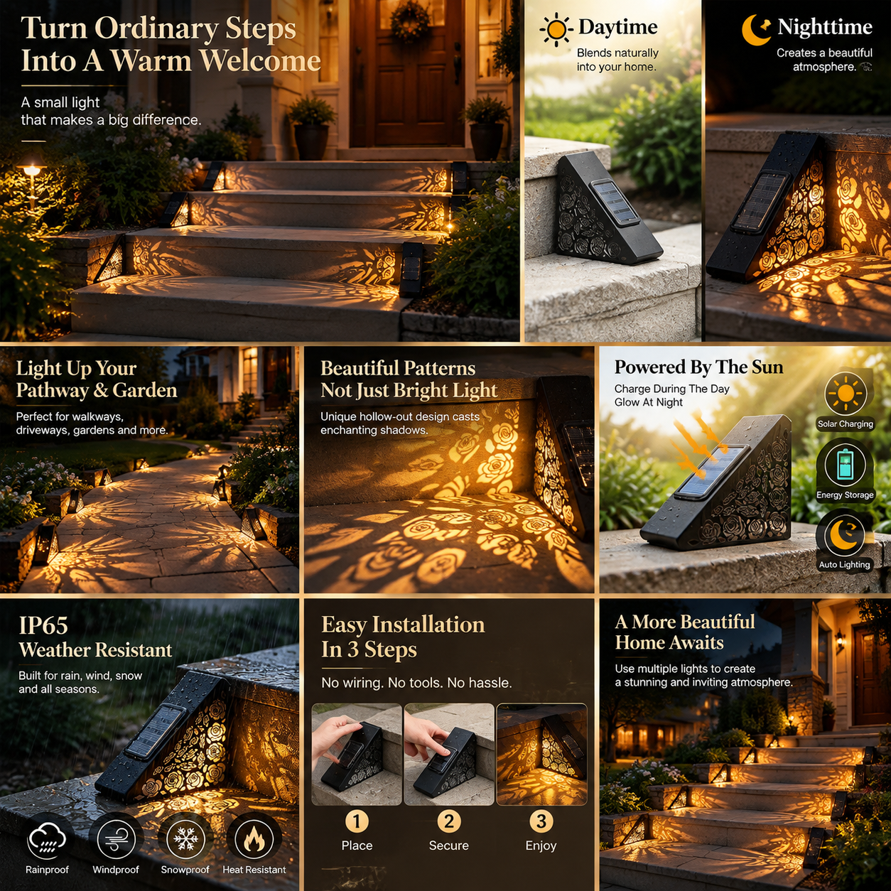 2 Pack Solar Decorative Step Light