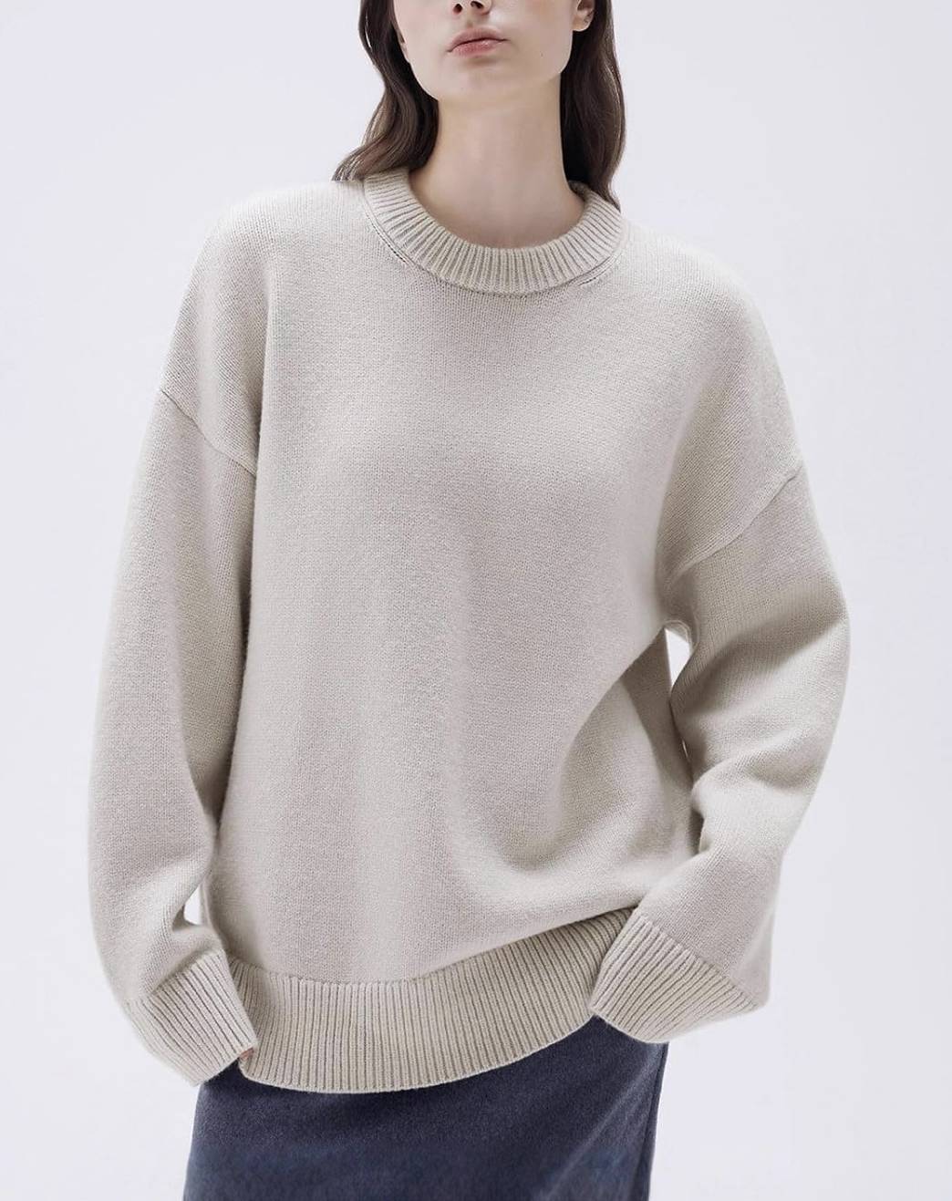 Women Cashmere Blend Oversized Sweaters Long Sleeve Pullover Tops