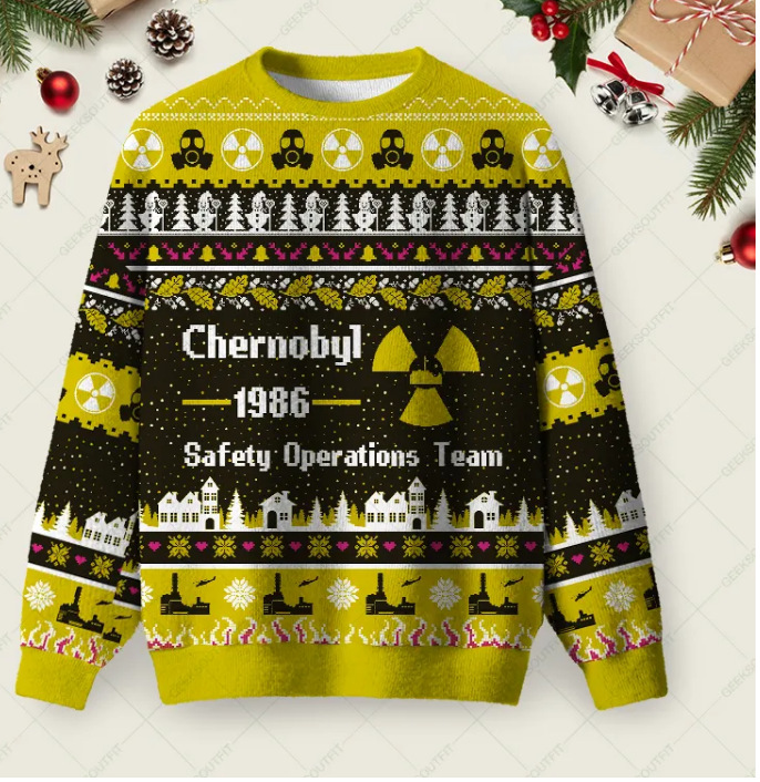 Chernobyl 1986 Ugly Christmas Fuzzy Fleece Sweatshirt