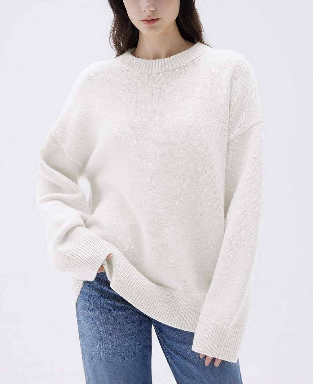 Women Cashmere Blend Oversized Sweaters Long Sleeve Pullover Tops