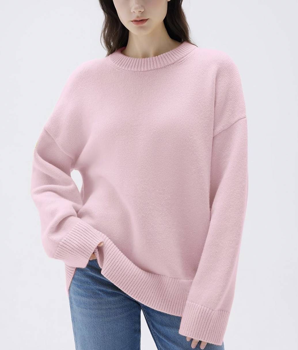 Women Cashmere Blend Oversized Sweaters Long Sleeve Pullover Tops