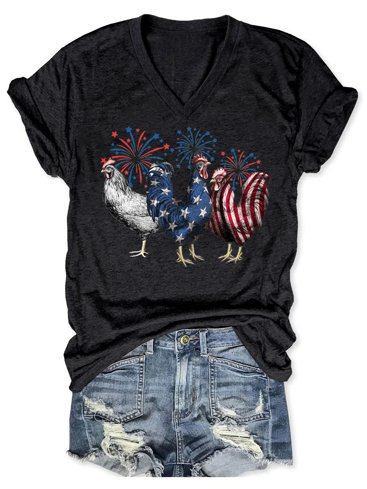 American Flag Chicken Tee