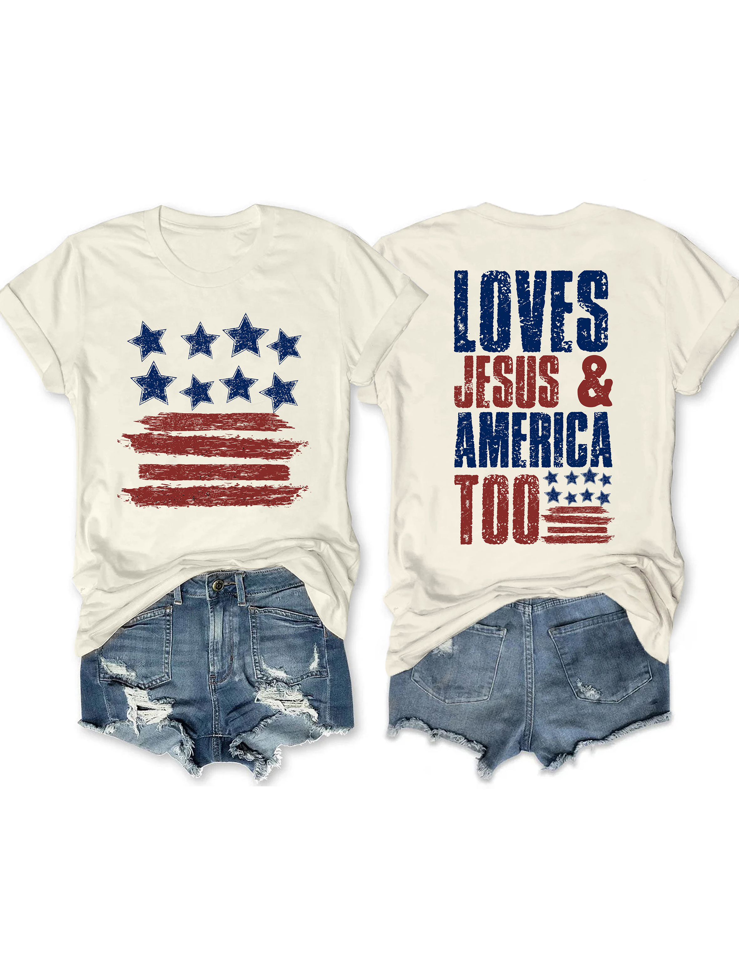 Loves Jesus And America Too Tee