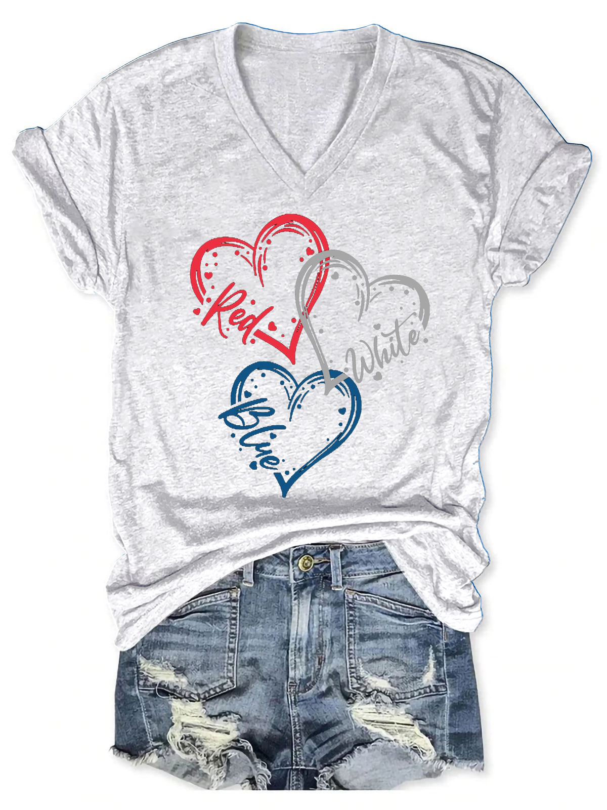 Red White Blue Heart 4Th Of July Tee