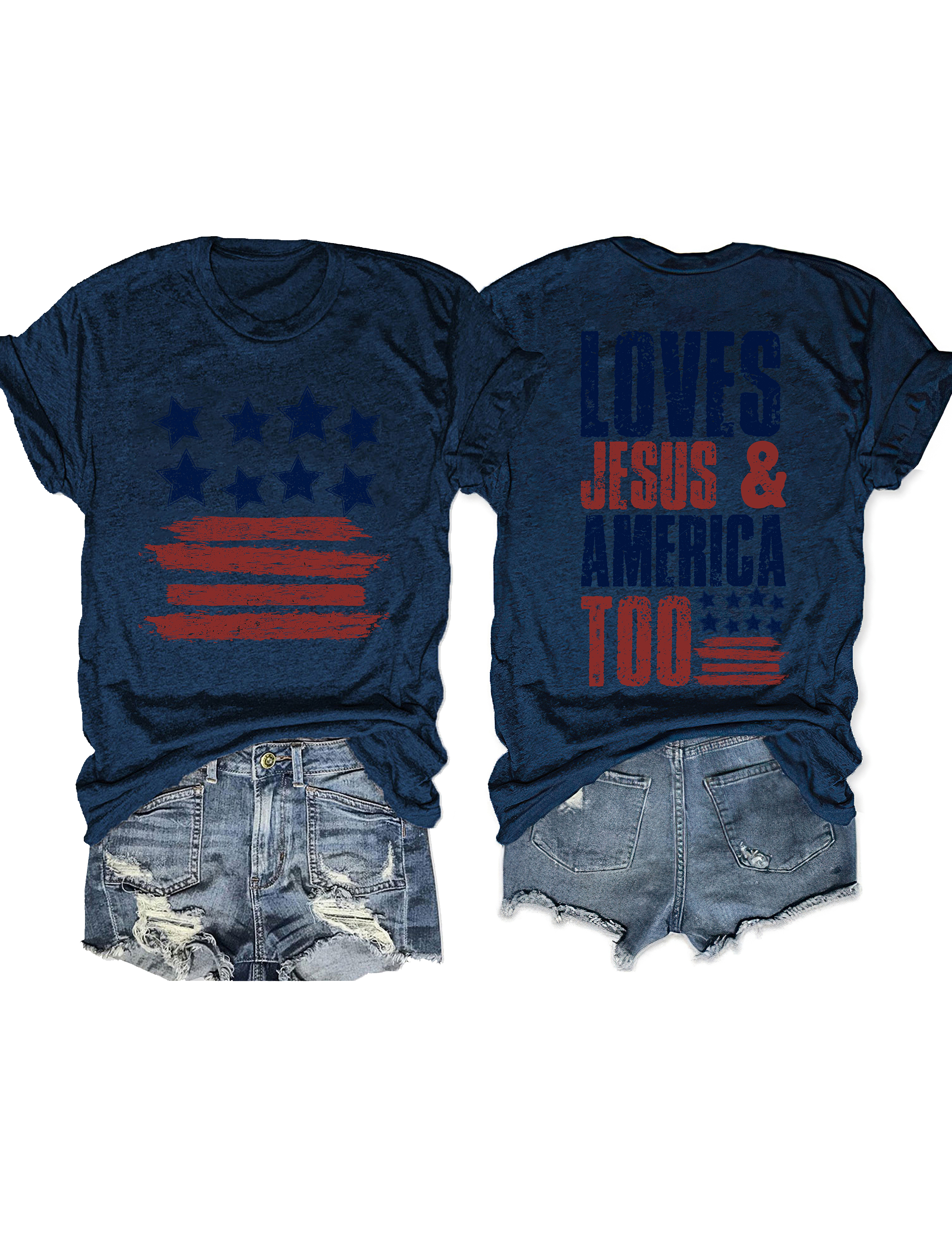 Loves Jesus And America Too Tee