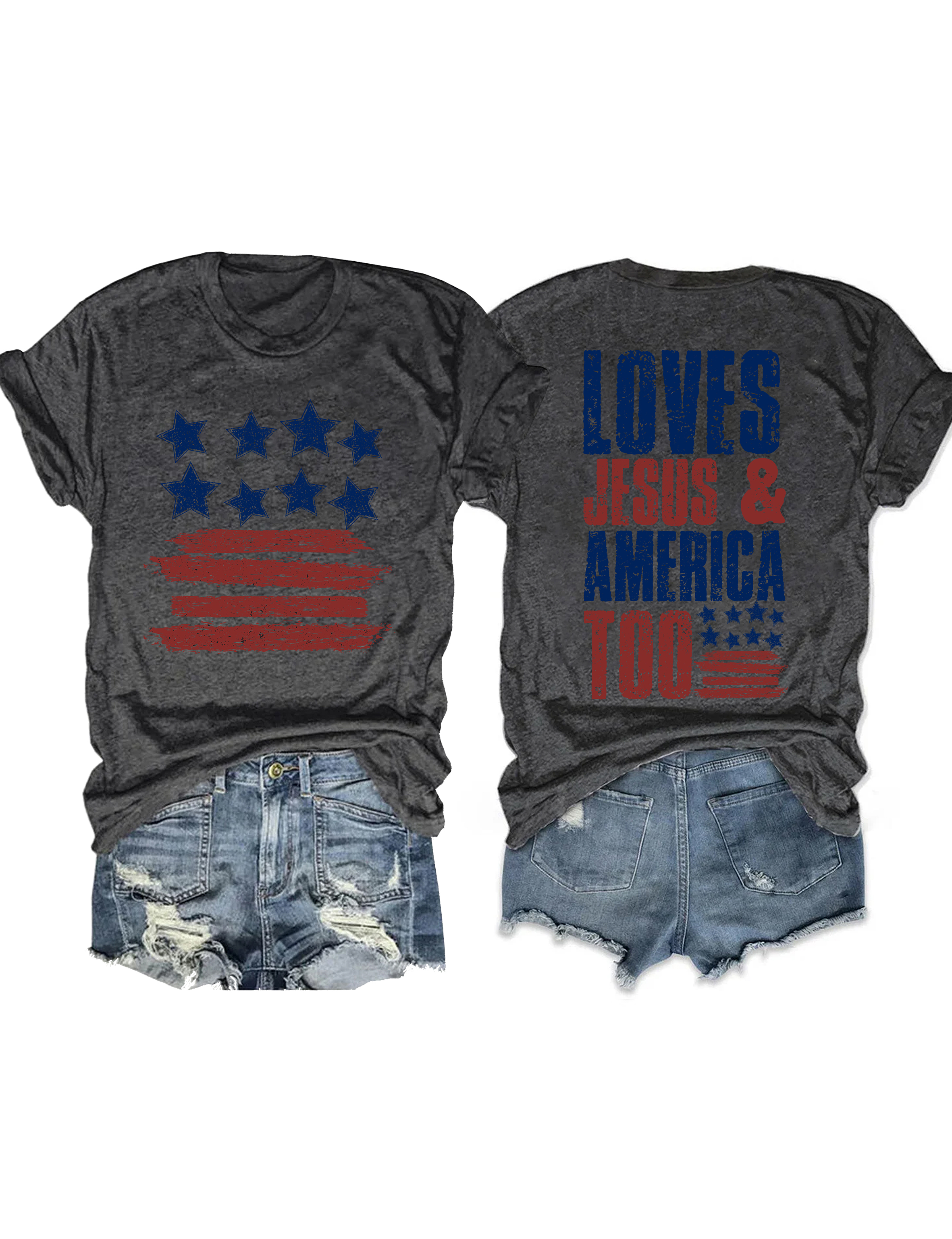 Loves Jesus And America Too Tee