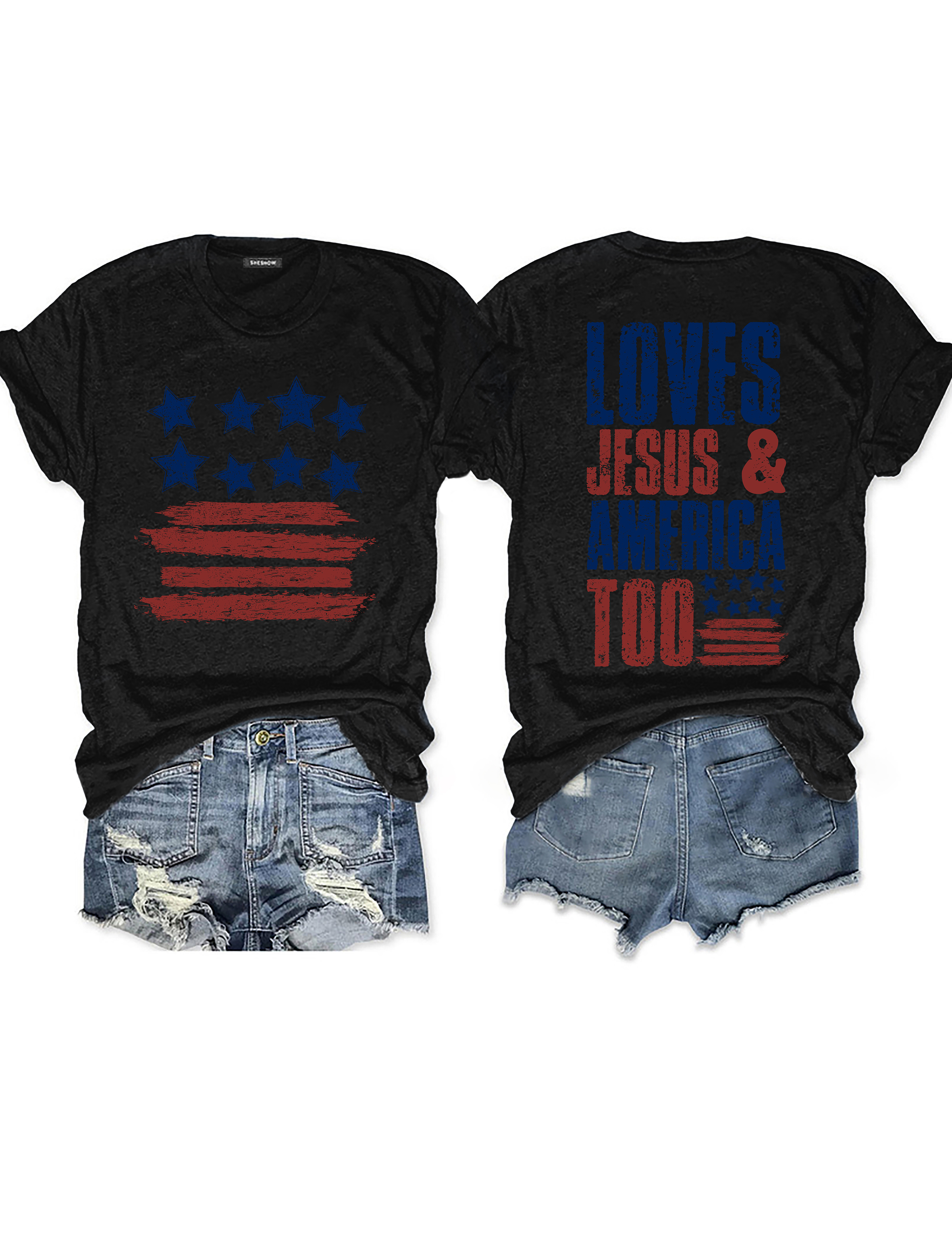 Loves Jesus And America Too Tee