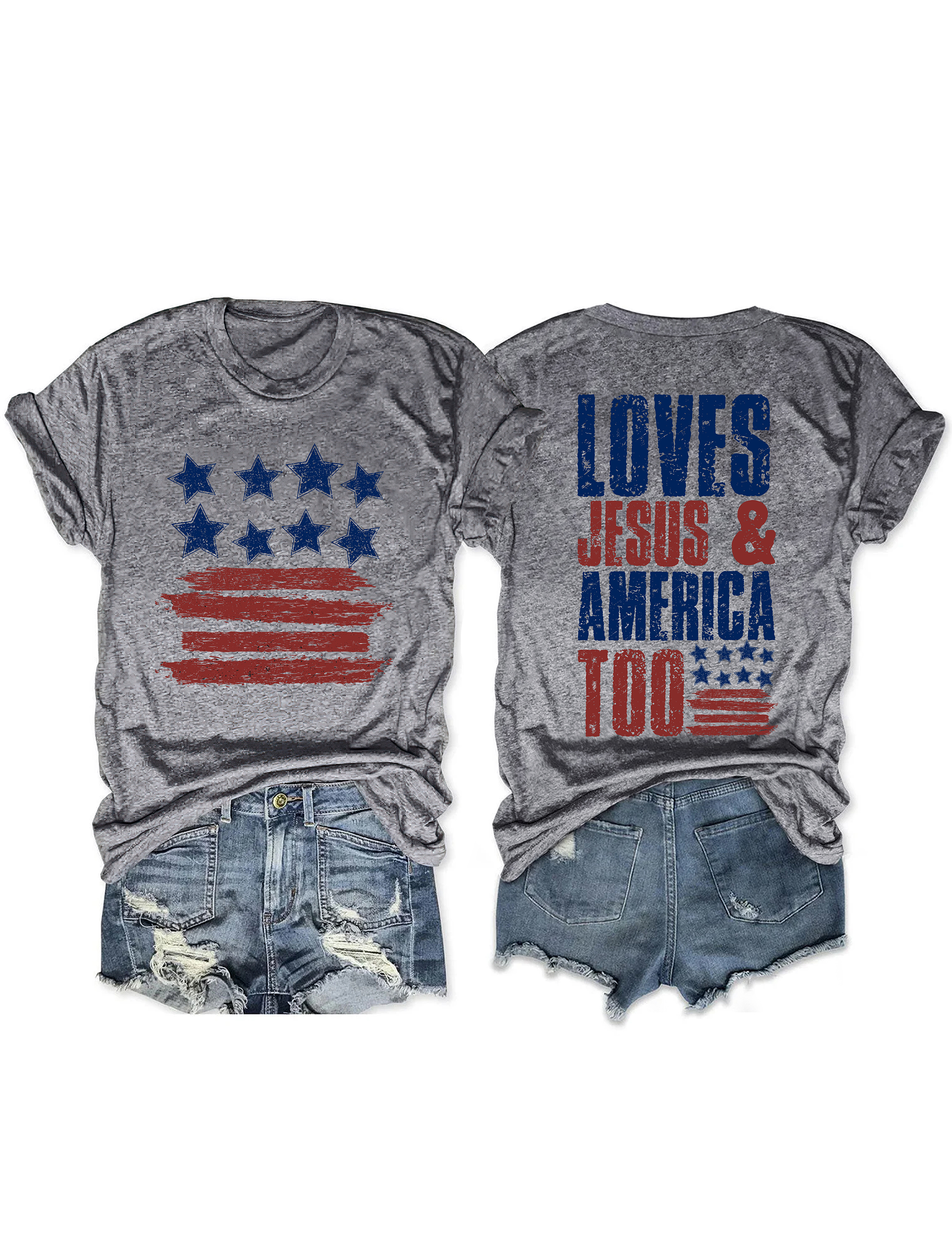 Loves Jesus And America Too Tee